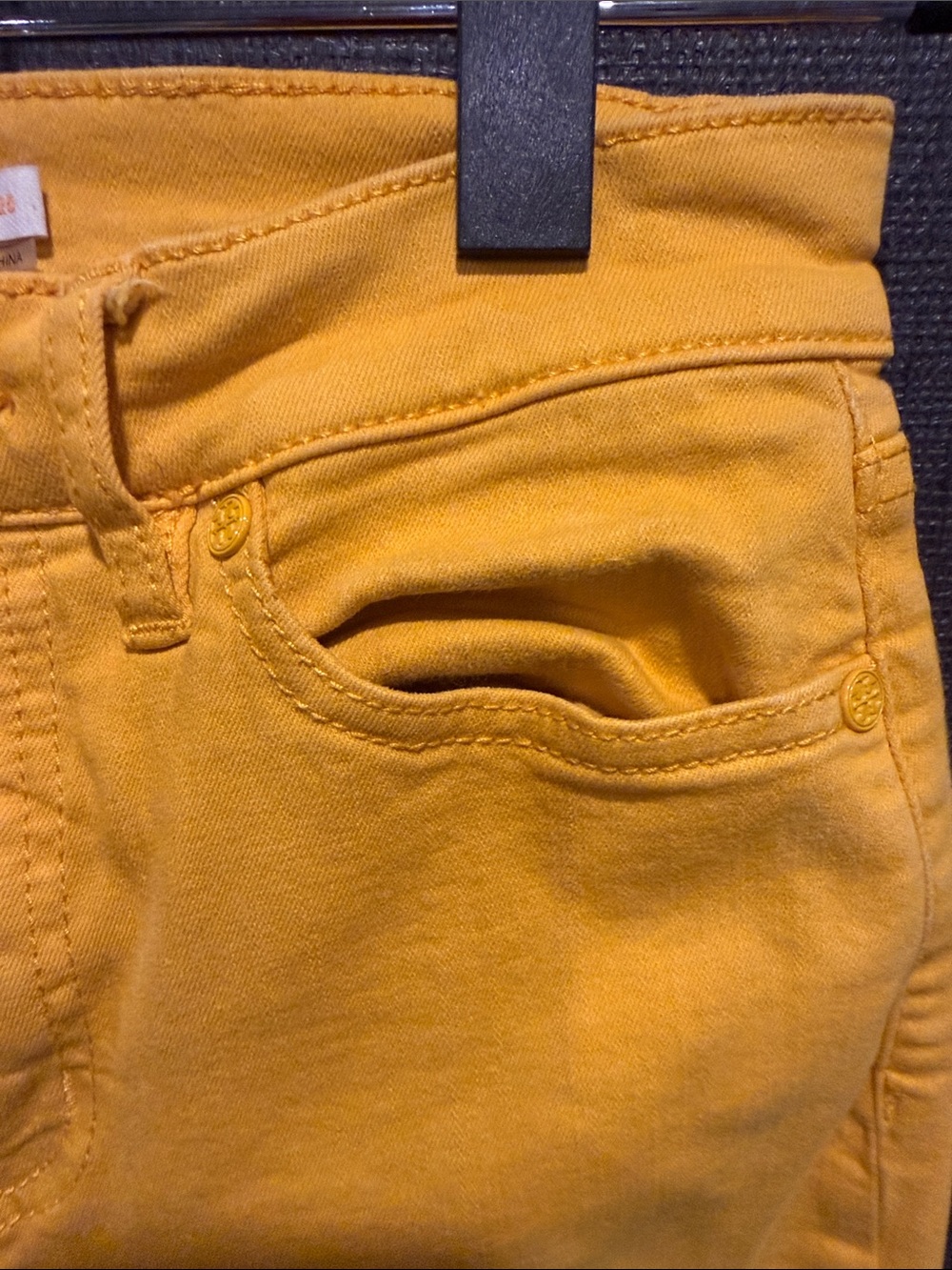 Tory Burch High-Rise Yellow Straight-Leg Jeans - Picture 4 of 10